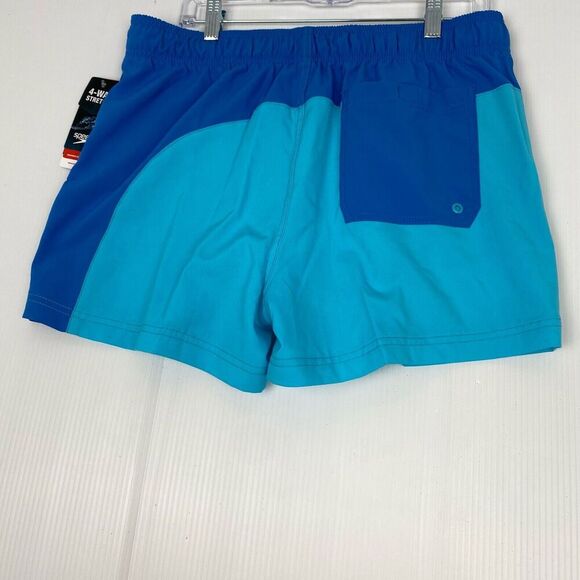 Speedo Men's Swimsuit size L Blue Short Round Solid Block beach UPF 50+ Y2K NEW - Picture 10 of 13